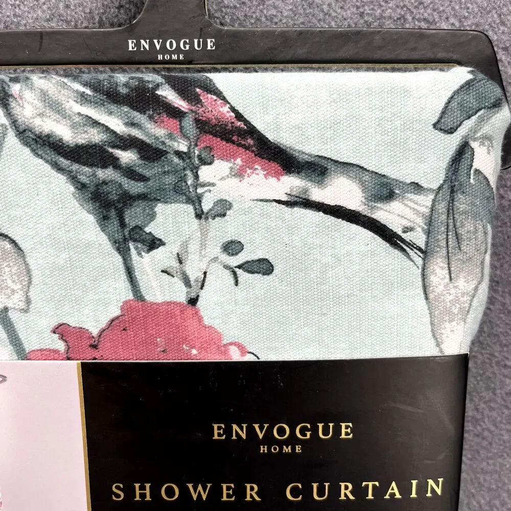 Envogue Home Shower Curtain 100% Cotton Floral Pink Tael Rose‎ cottage 72